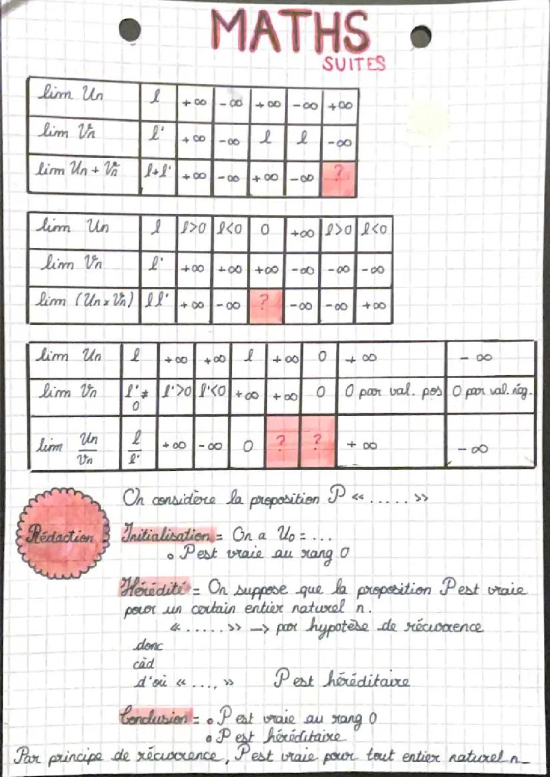 Maths-limite de suite et récurrence