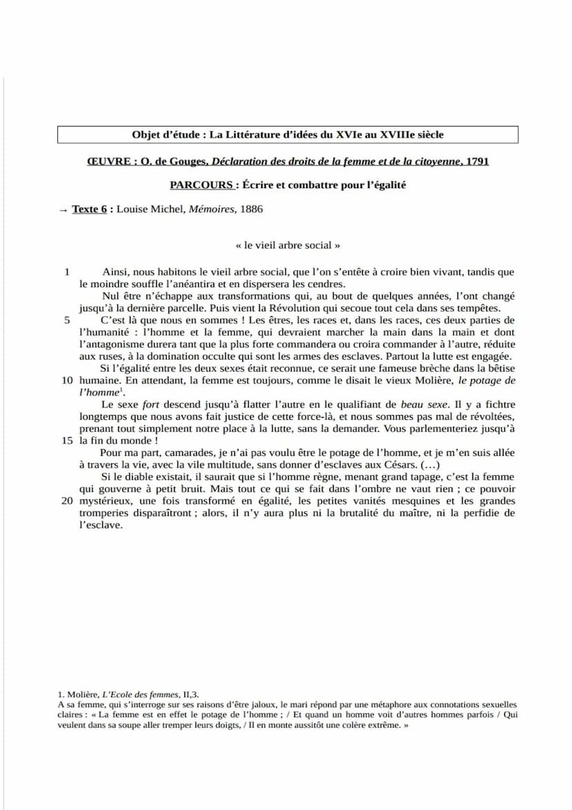 Fiche synthèse n°6
Introduction: Née le 29 mai 1830 à Vroncourt-la-Côte, Louise Michel institutrice,
écrivaine, militante anarchiste, franc-