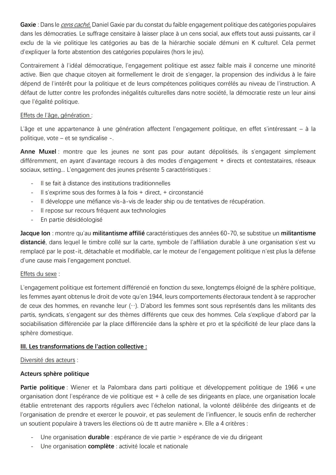 SOCIO-ENGAGEMENT POLITIQUE :
I. Comment et pourquoi les individus s'engagent-ils?
Engagement politique : le fait pour un individu de prendre