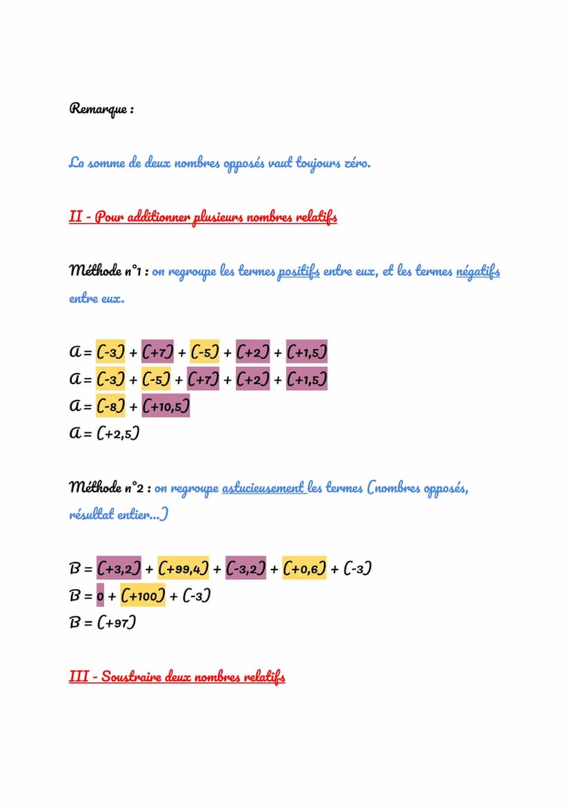 MATHS sème: Calculs de nombres relatifs :
I- Additionner deux nombres relatifs
Propriété :
Pour additionner deux nombres relatifs de même si