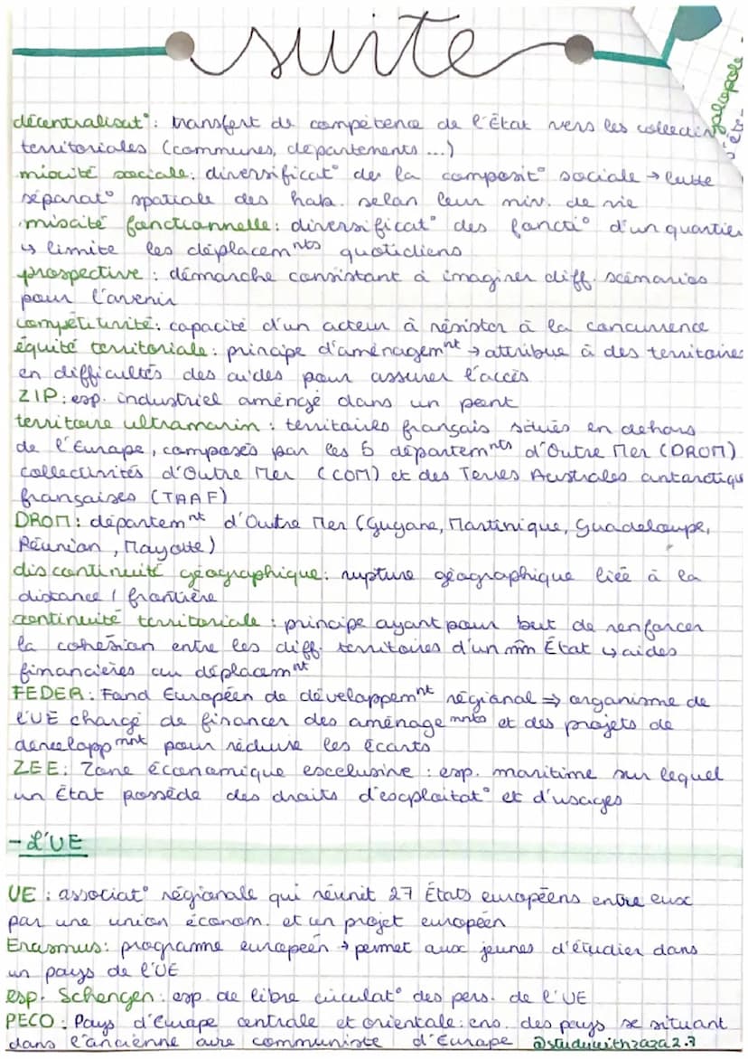 brevet
"définitions":
pt.1
@studywith zaza 2.3
-Aires urbaines
aire urbaine: ville centre + banlieue + couronne périurbaine
étalement urbain