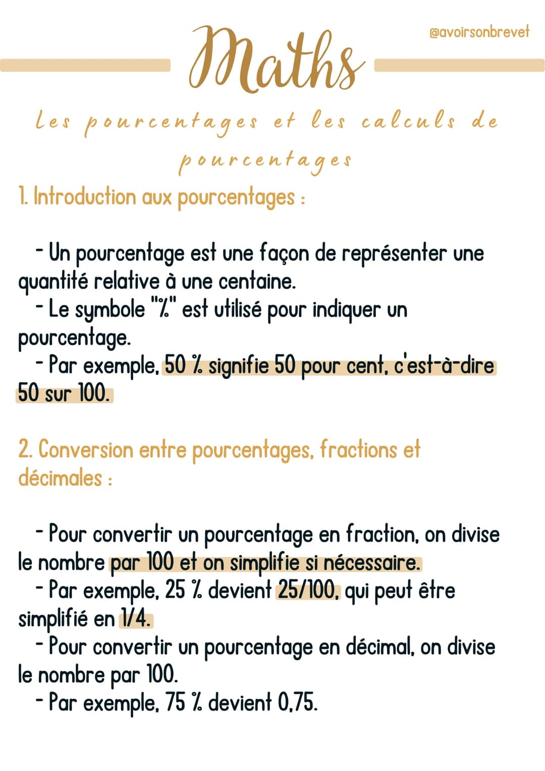 
<p>Les pourcentages sont une façon de représenter une quantité relative à une centaine, indiqué par le symbole "%". Par exemple, 50 % signi