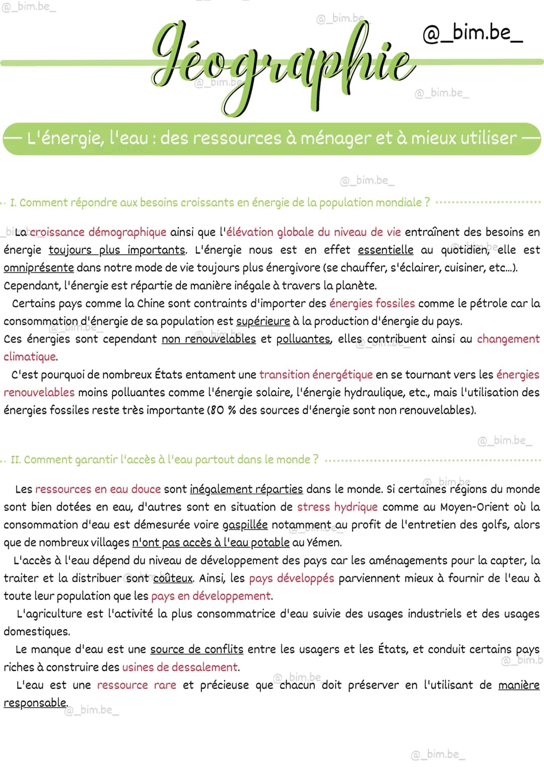 @_bim.be_
géographie
L'énergie, l'eau : des ressources à ménager et à mieux utiliser
@_bim.be_
@_bim.be_
@_bim.be_
I. Comment répondre aux b