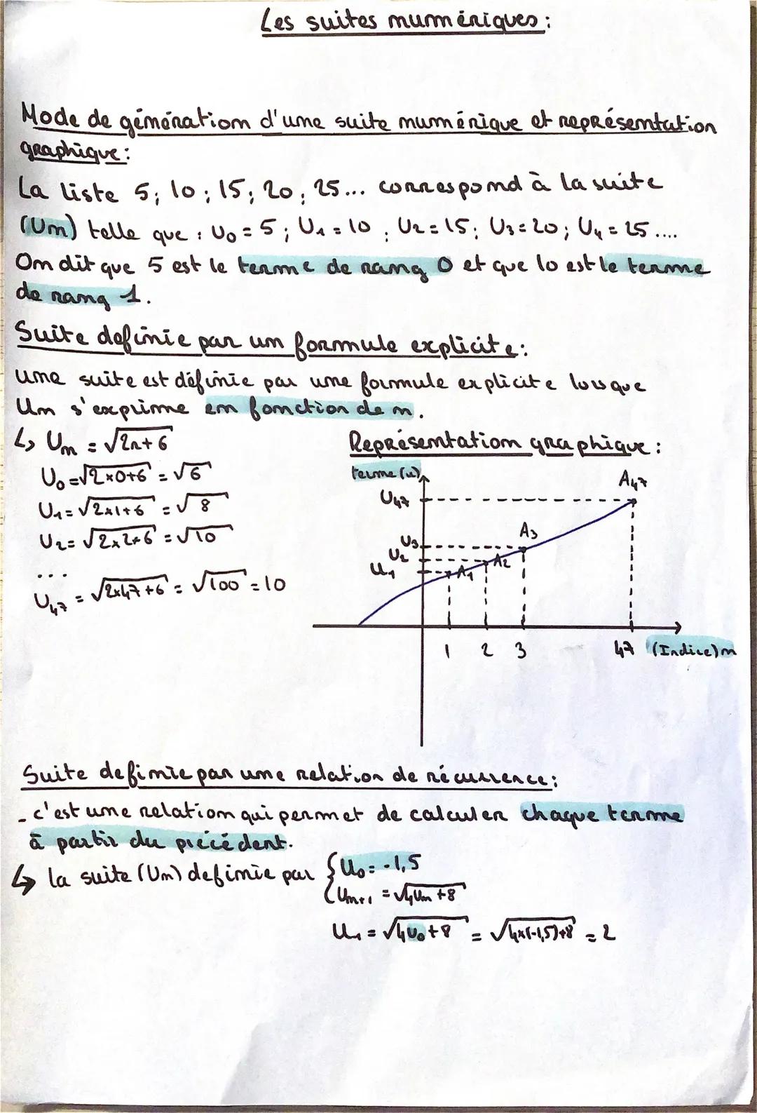 La liste 5, 10, 15, 20, 25... correspond à la suite
(Um) telle que : Vo = 5; U₁ = 10; 0₂ = 15; U3= 20; U₁ = 25....
Om dit que 5 est le terme