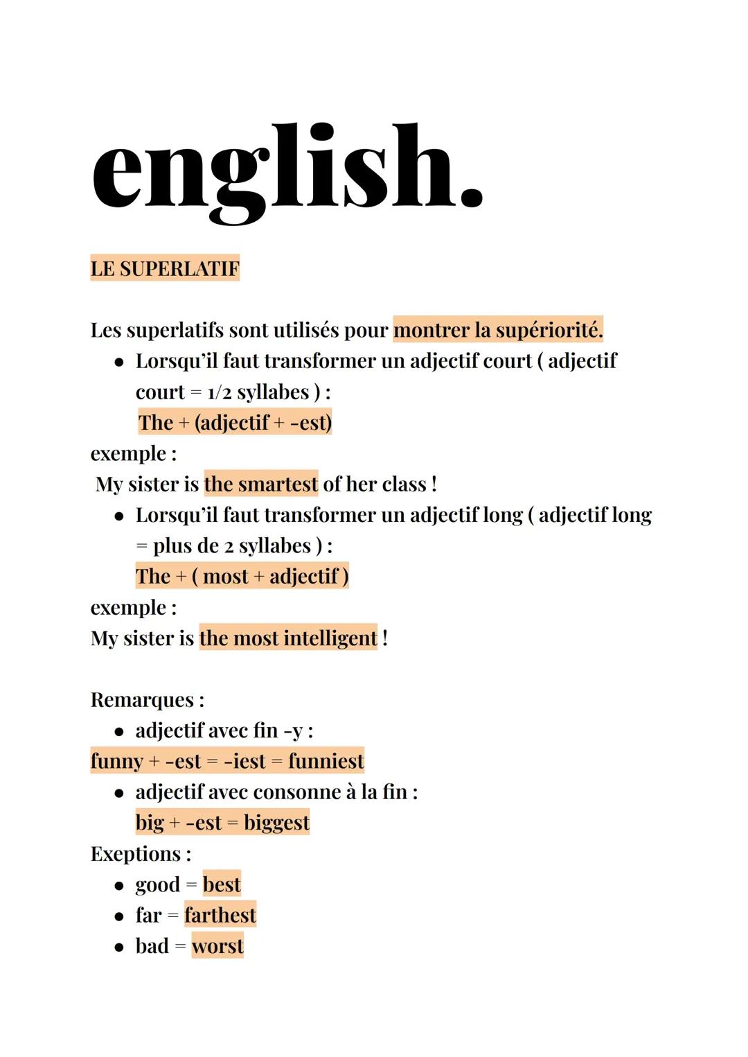 Comprendre les Superlatifs en Français