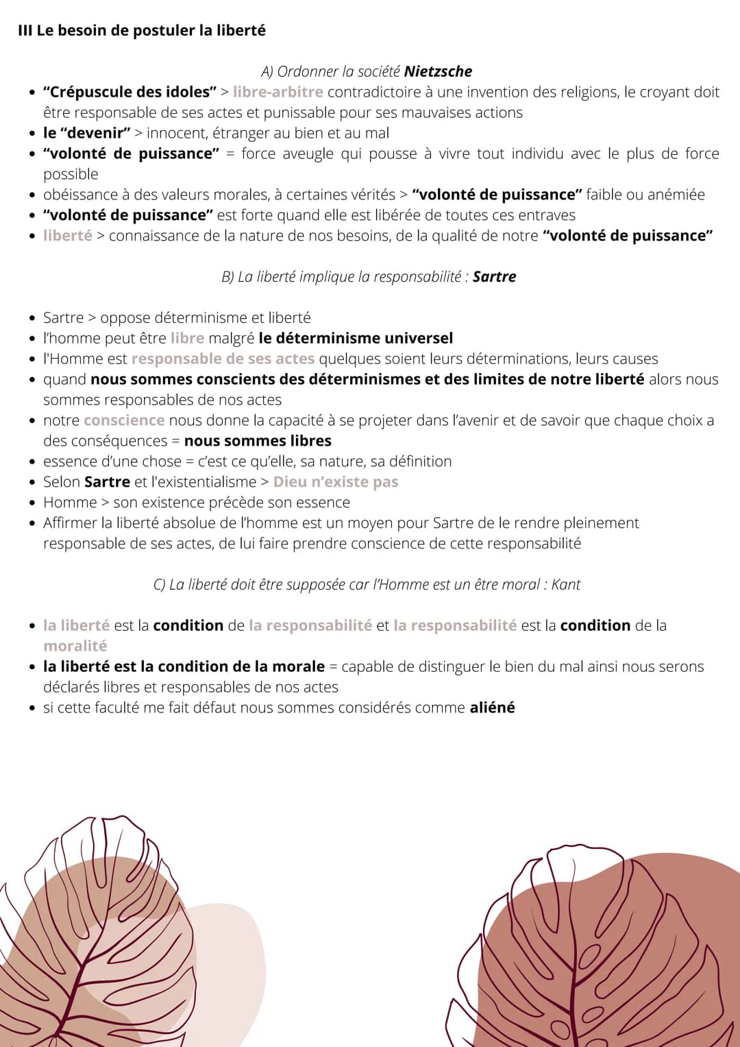 I Notion de liberté intérieure
• dans l'Antiquité celui qui est libre = citoyen = peut agir selon son bon vouloir et se diriger lui même
par