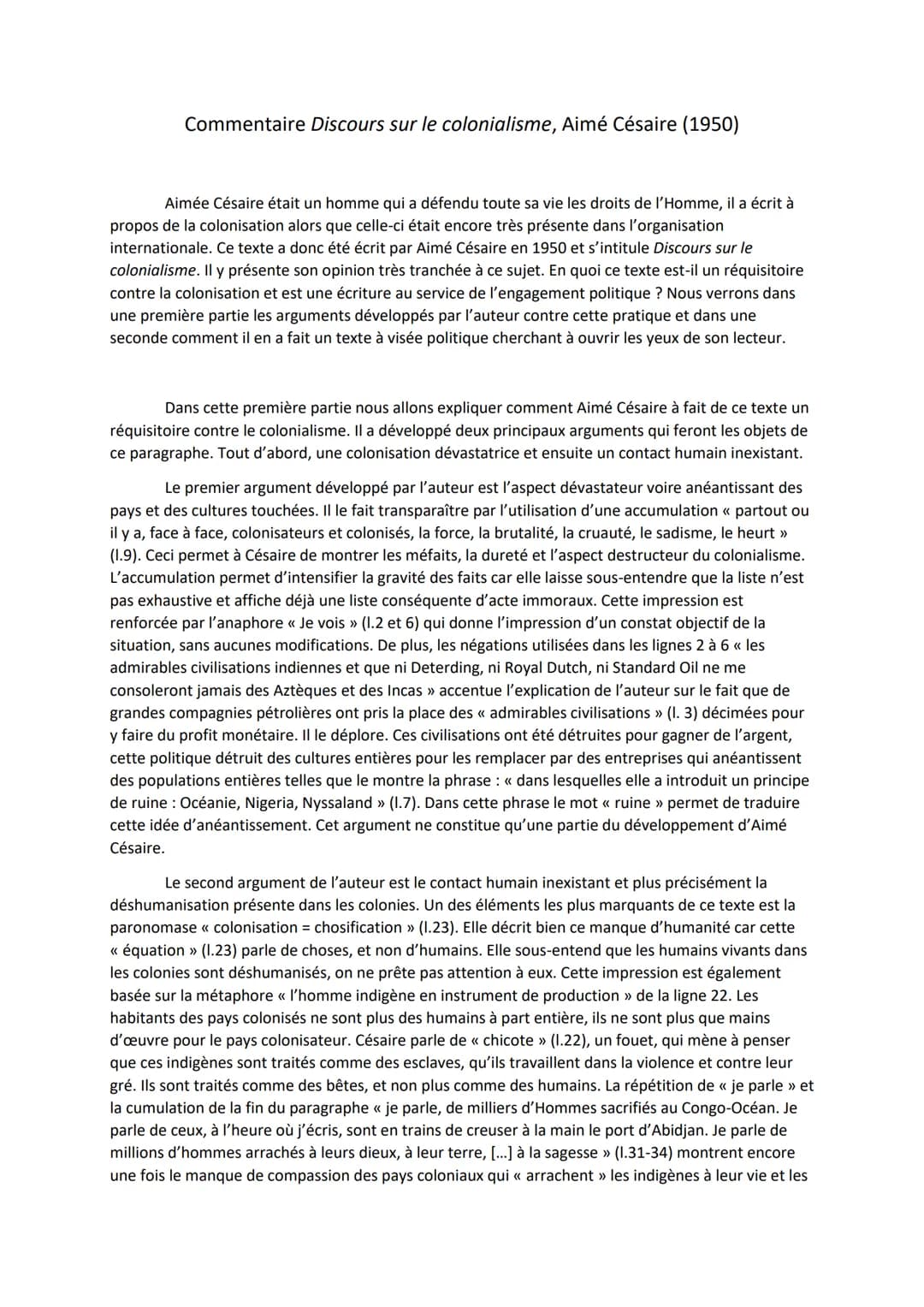 
<p>Aimé Césaire a consacré sa vie à la défense des droits de l'Homme, écrivant sur la colonisation à une époque où celle-ci était encore tr