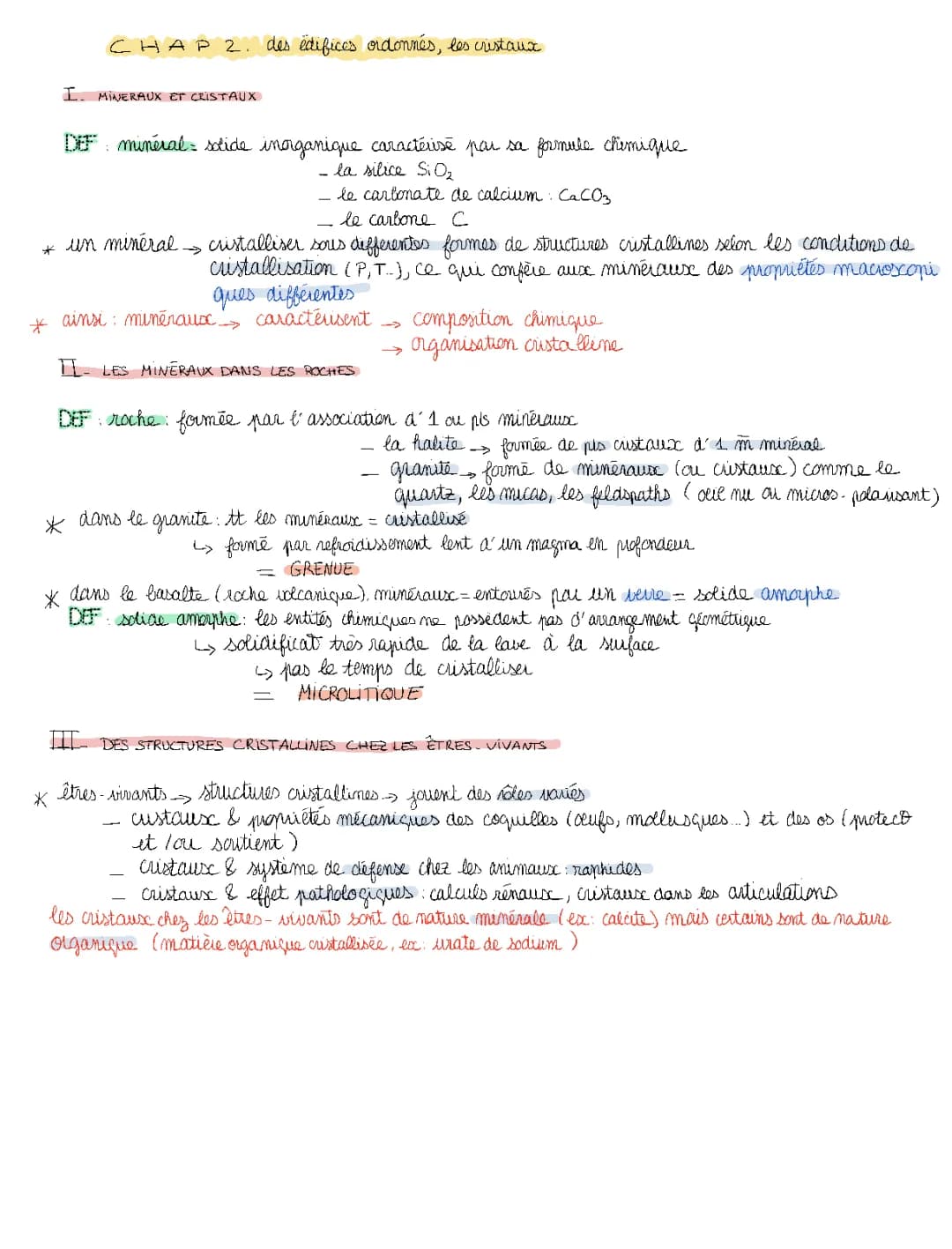 Les cristaux - Enseignement scientifique SVT PDF : Devoir, TP et exercices corrigés