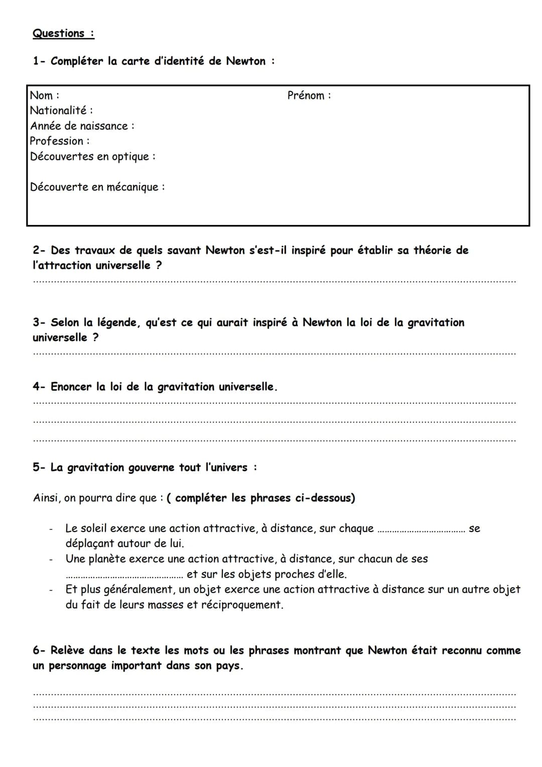 Activité 12:
I- Quelques Rappels :
1- Combien le système solaire contient il de planètes ? Nommer les de la plus proche à la plus éloignée d