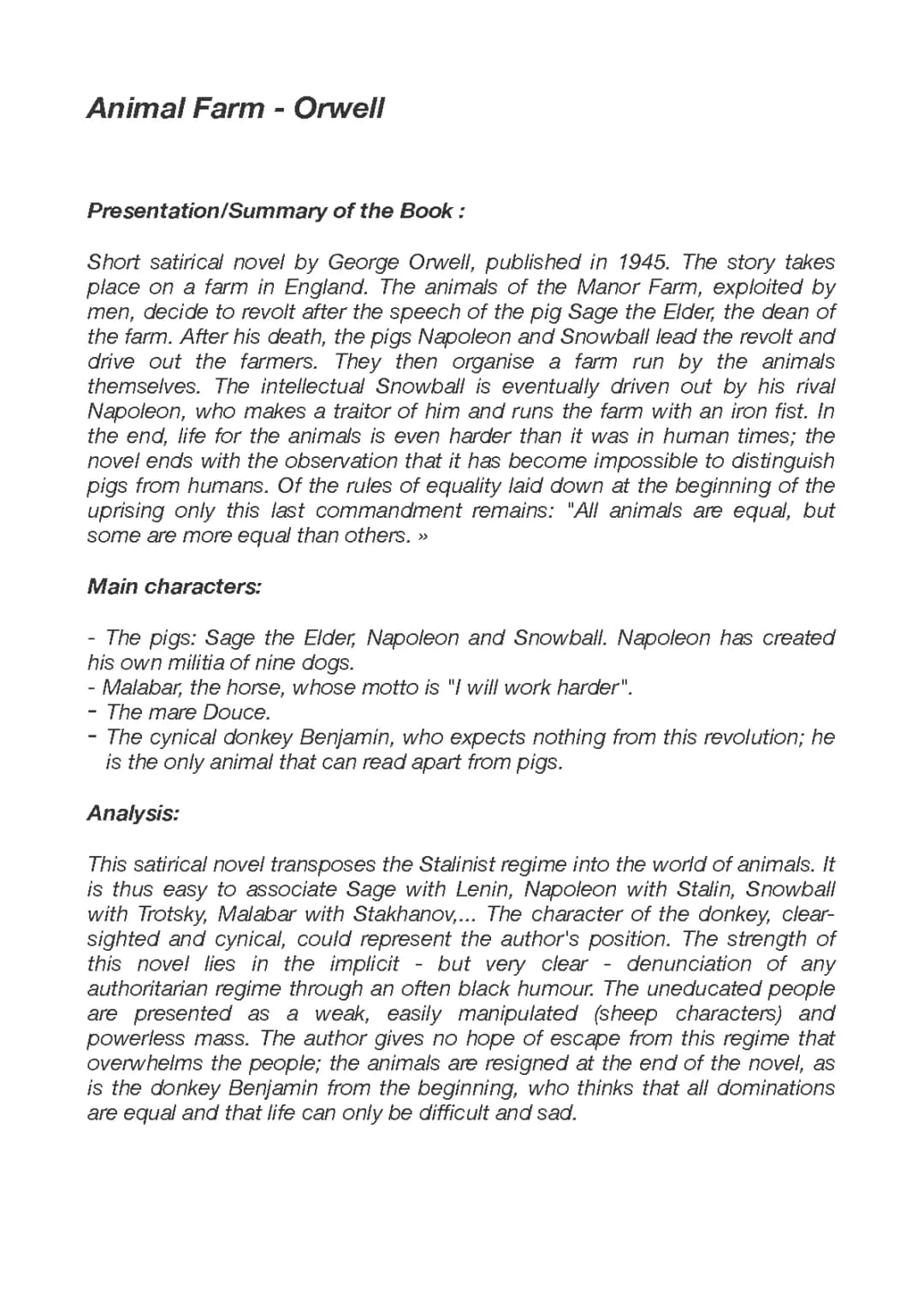 Animal Farm Summary PDF: Easy Chapter Summaries and Analysis