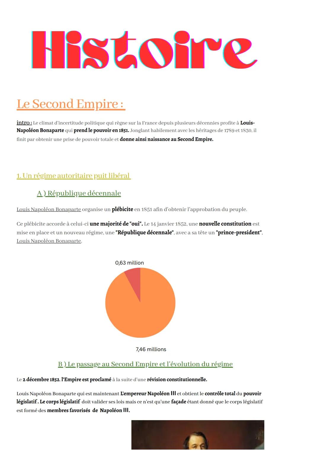 Histoire
Le Second Empire:
intro : Le climat d'incertitude politique qui règne sur la France depuis plusieurs décennies profite à Louis-
Nap