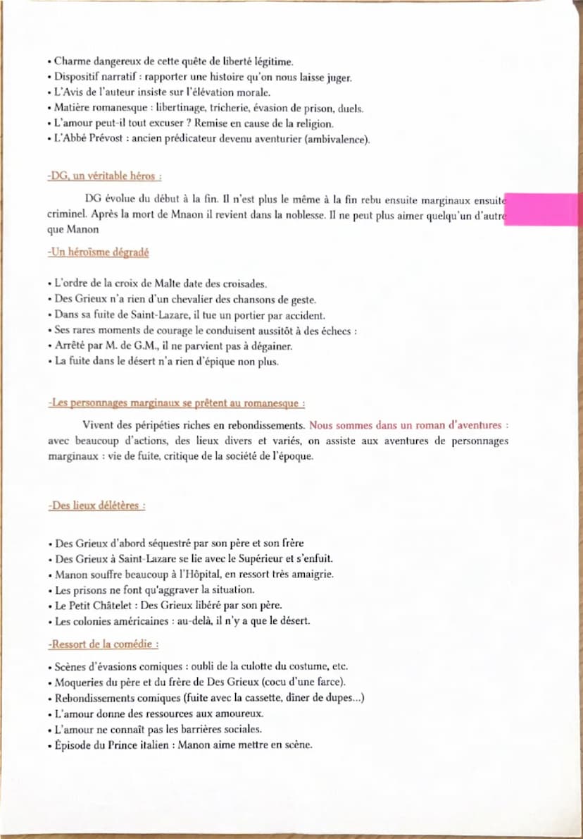 Manon Lescaut
Amorce
Le personnage de roman est un être de papier crée de tout pièce par l'auteur. Il peut faire le
bien ou le mal. En 1731,