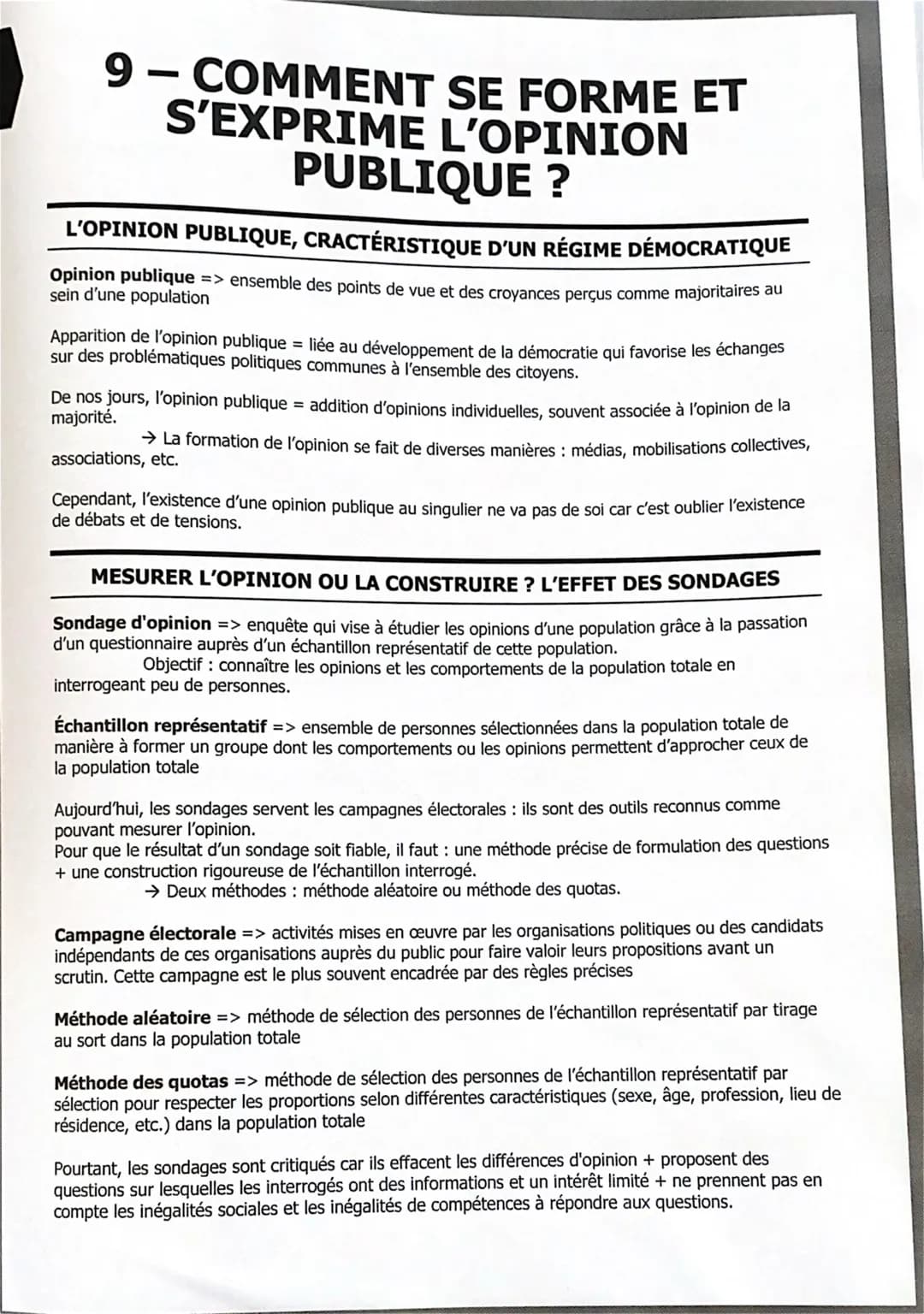9- COMMENT
S'EXPRIME
SE FORME ET
L'OPINION
PUBLIQUE ?
L'OPINION PUBLIQUE, CRACTÉRISTIQUE D'UN RÉGIME DÉMOCRATIQUE
Opinion publique => ensemb