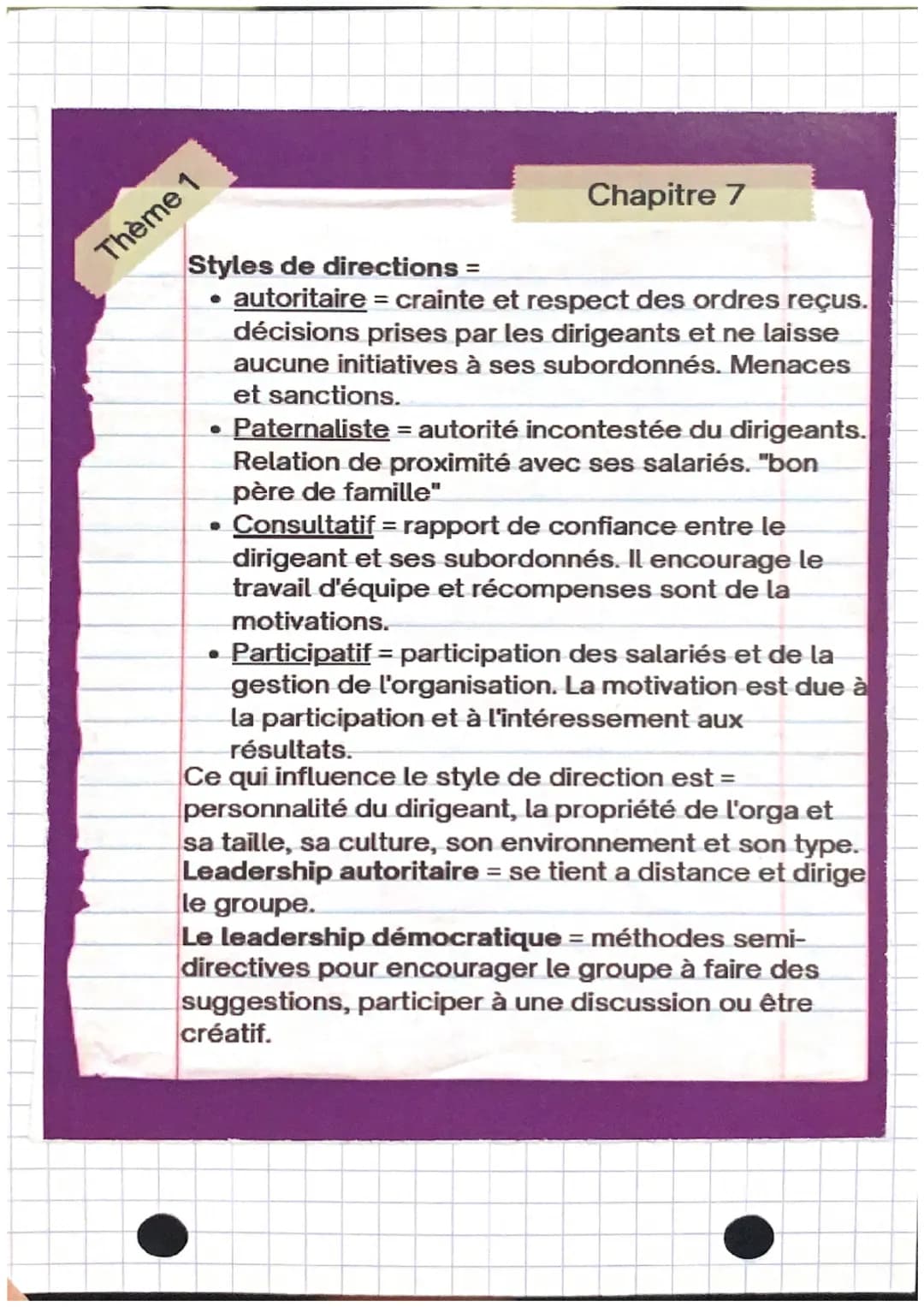 Thème 1
Chapitre 7
Comment fédérer les acteurs de
Dirigeants de l'entreprise et
actionnaires
Cadres
L'organisation?
Représentants des salari