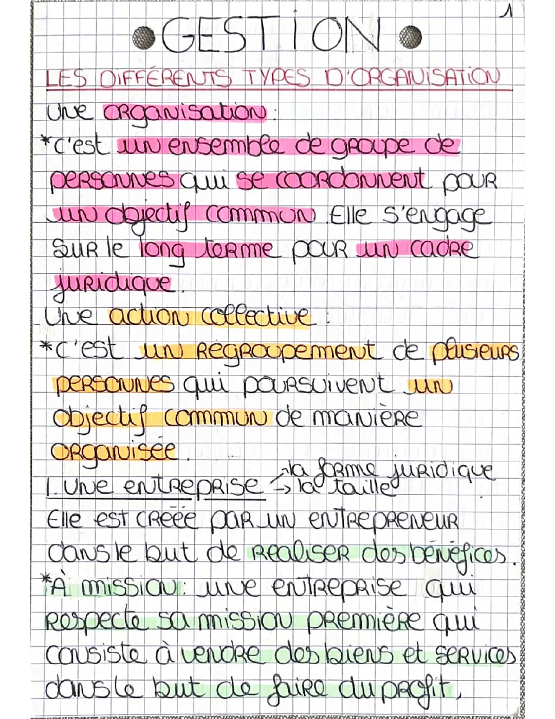 Les différents types d’organisation 