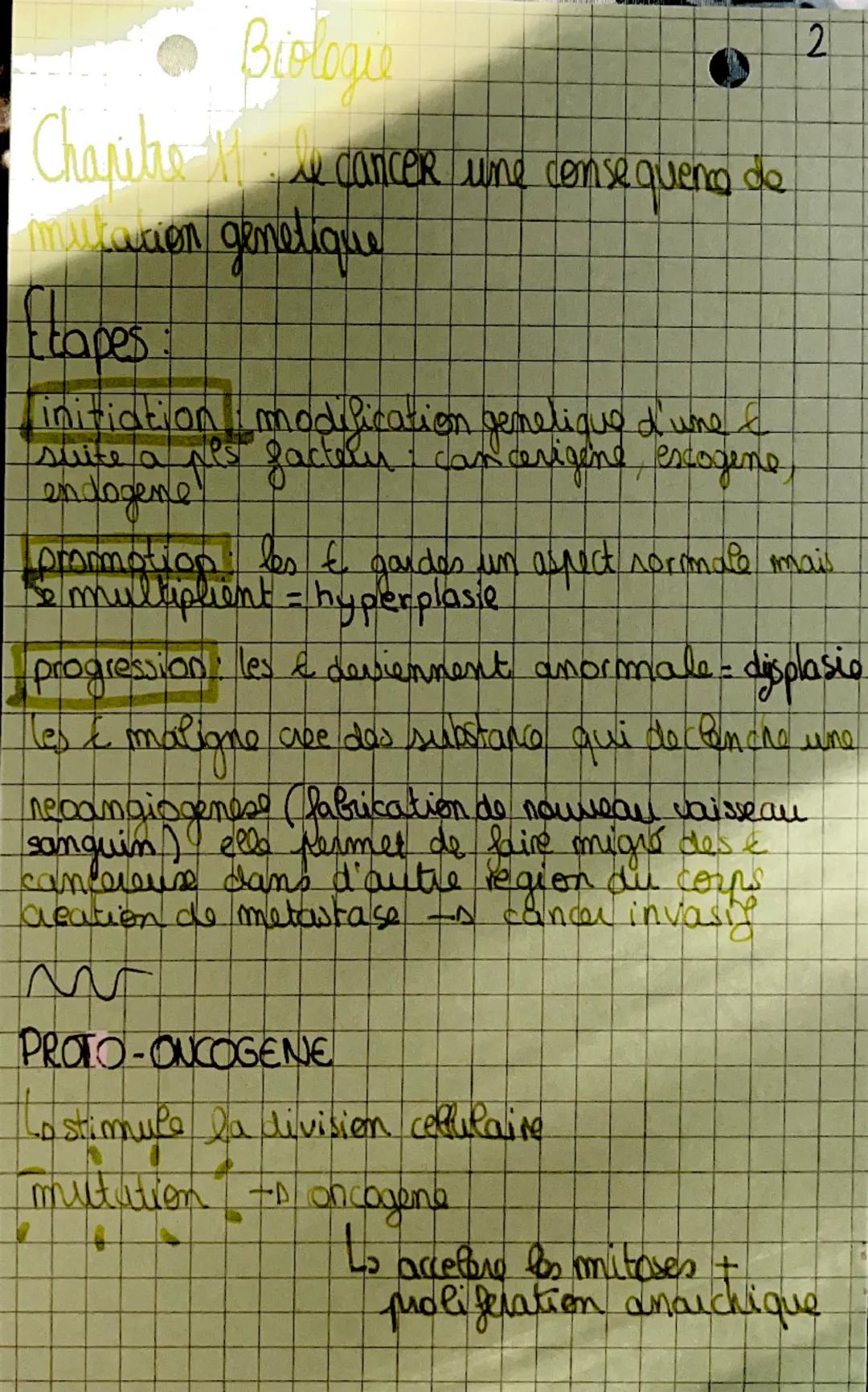 - Biologie

Chapide. H: Le cancer une consequence de mutation
genetique

Vocabuliaika

mamographie: radiographie des grandes mammaires

tume