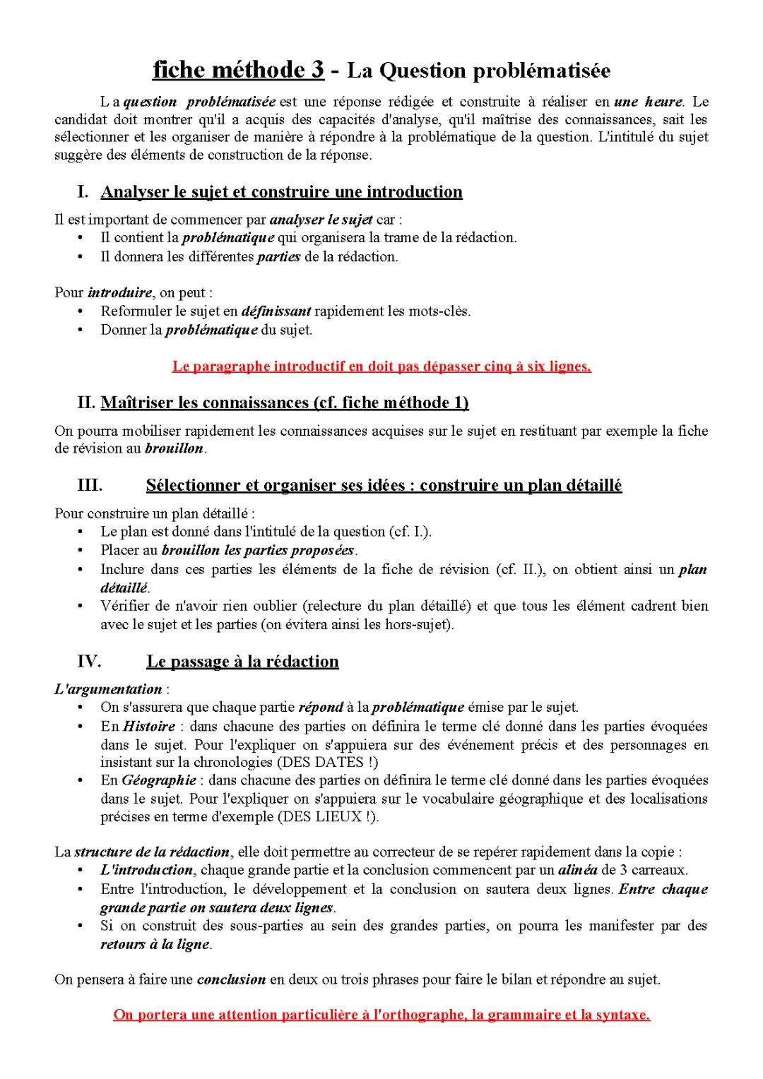 Réponse à une Question Problématisée Histoire et Géographie: Méthodes et Exemples