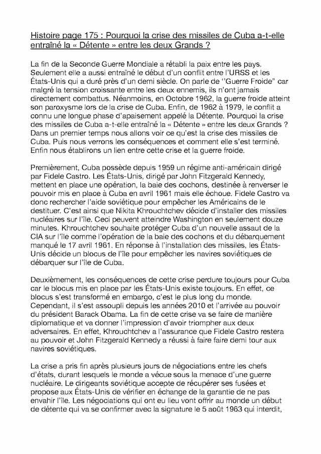 Know Pourquoi la crise des missiles de Cuba a-t-elle entraîné la « Détente » entre les deux Grands ? thumbnail