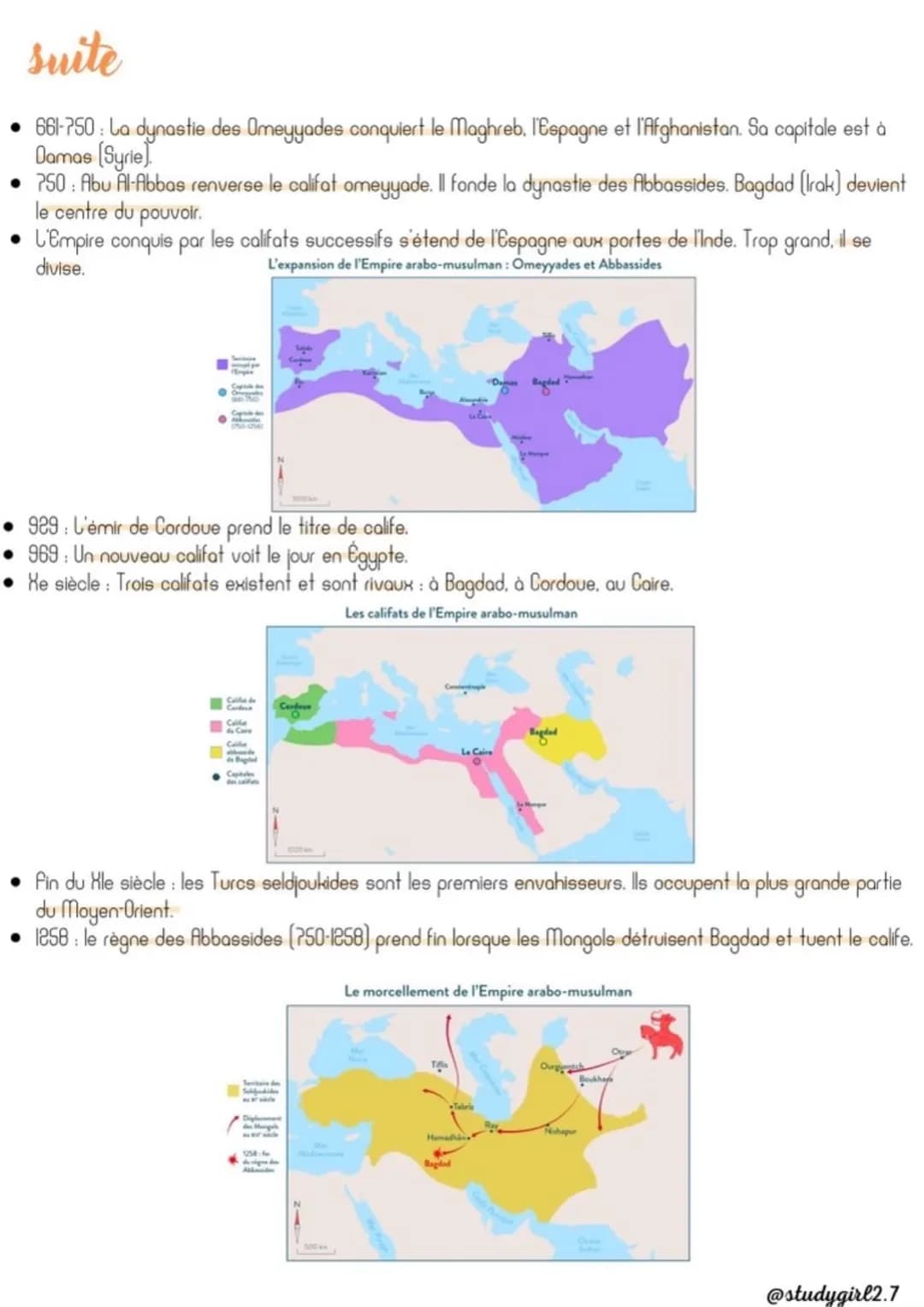 Empire et civilisation arabo-musulmans
DÉFINITIONS
Bédouin les Bédouins sont des tribus nomades.
Polythéisme :croire en plusieurs dieux.
Cor