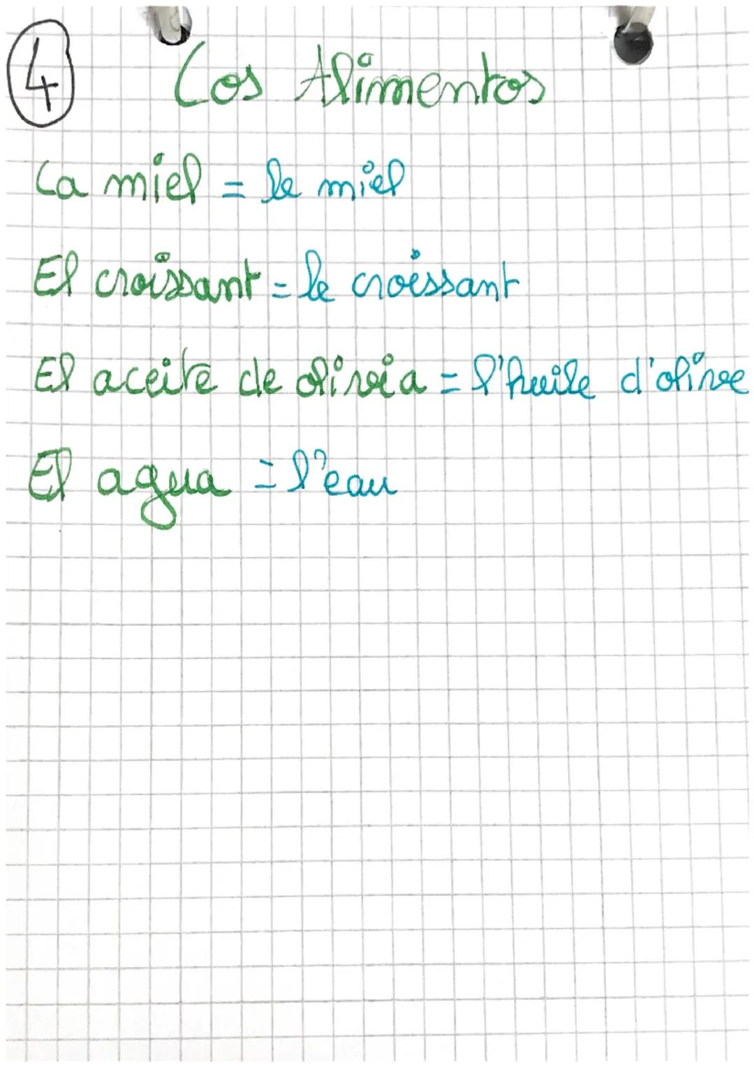 3) Cos Alimentos

Ca carne = la viande

Cos macaronnes = les macaronis

Cas galletas = les biscuits

El pan = le pain

Cas fabas = les haric