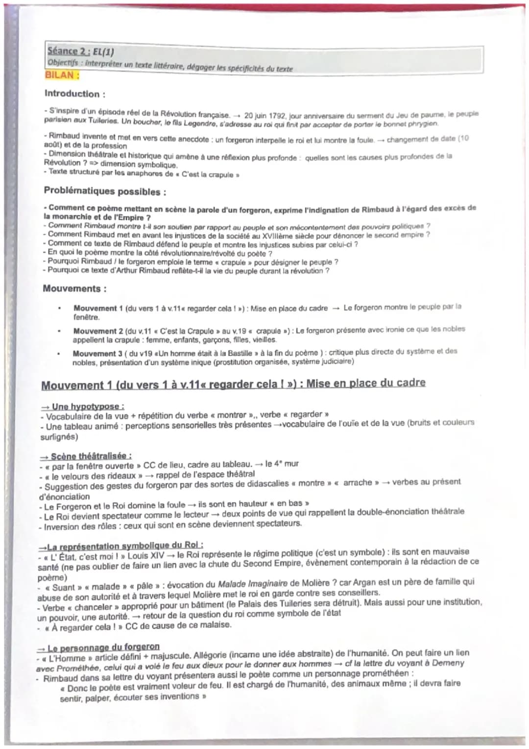 Séance 2: EL(1)
Objectifs: interpréter un texte littéraire, dégager les spécificités du texte
BILAN:
Introduction:
-S'inspire d'un épisode r