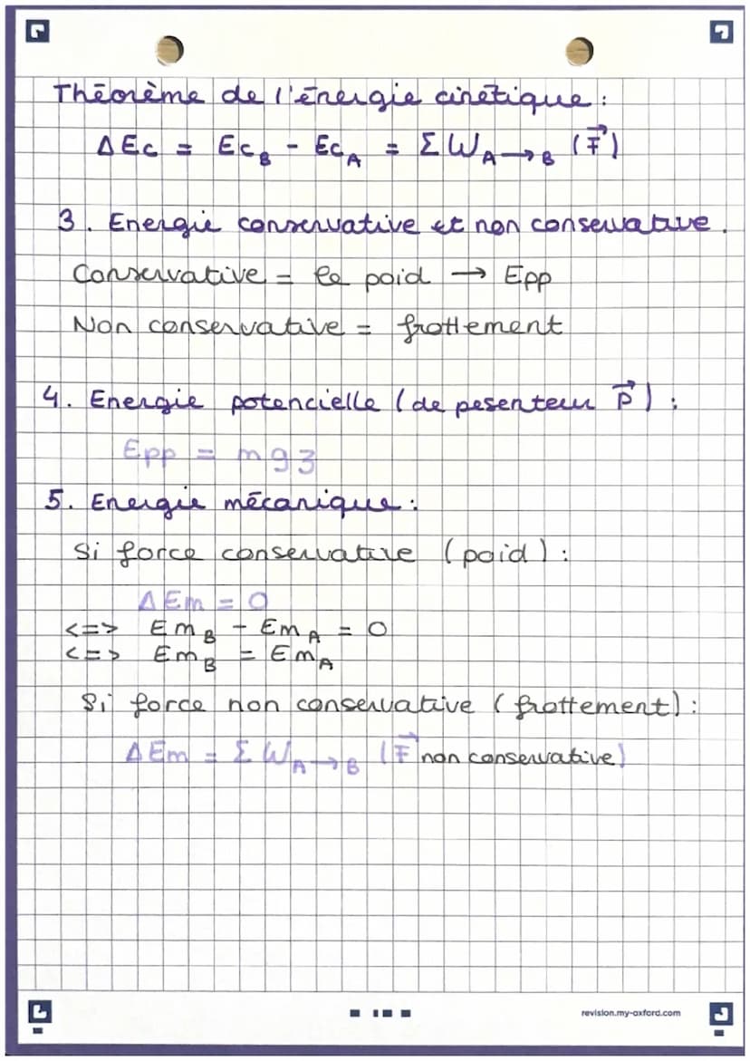G
p4: energie
1. Travail d'une force:
AB
W
Si W >0
si w so
si w
0
(F) = F. AB = F x cos α x AB
le travail est moteur
le travail est résistan