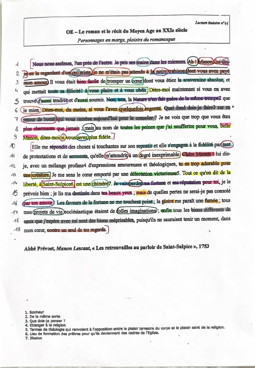 # Texte 11 : Manon Lescaut, "Les retrouvailles au parloir de Saint-Sulpice", Abbé Prévost, 1753

## Introduction:
Manon Lescaut est un roman