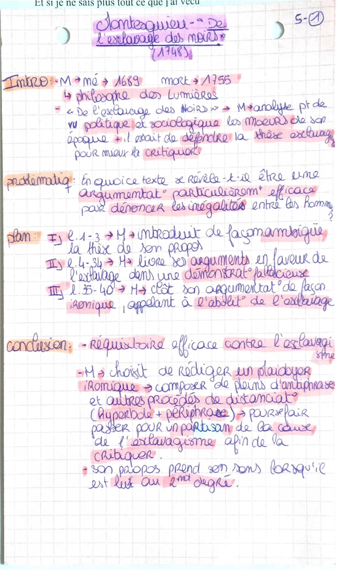 Montesquieu - De l'esclavage des négres : Texte PDF, Analyse Linéaire et Résumé