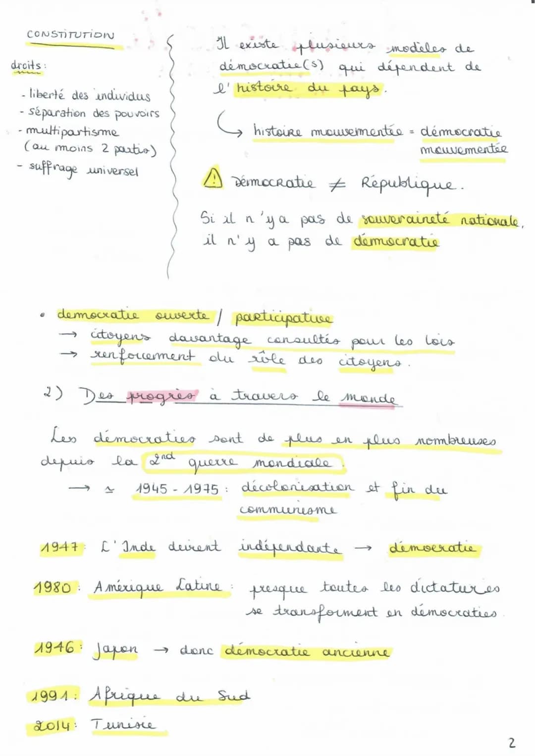 THEME 1. COMPRENDRE UN REGIME POLITIQUE : LA DEMOCRATIE.
Introduction : la démocratie, les démocraties : quelles caractéristiques aujourd'hu