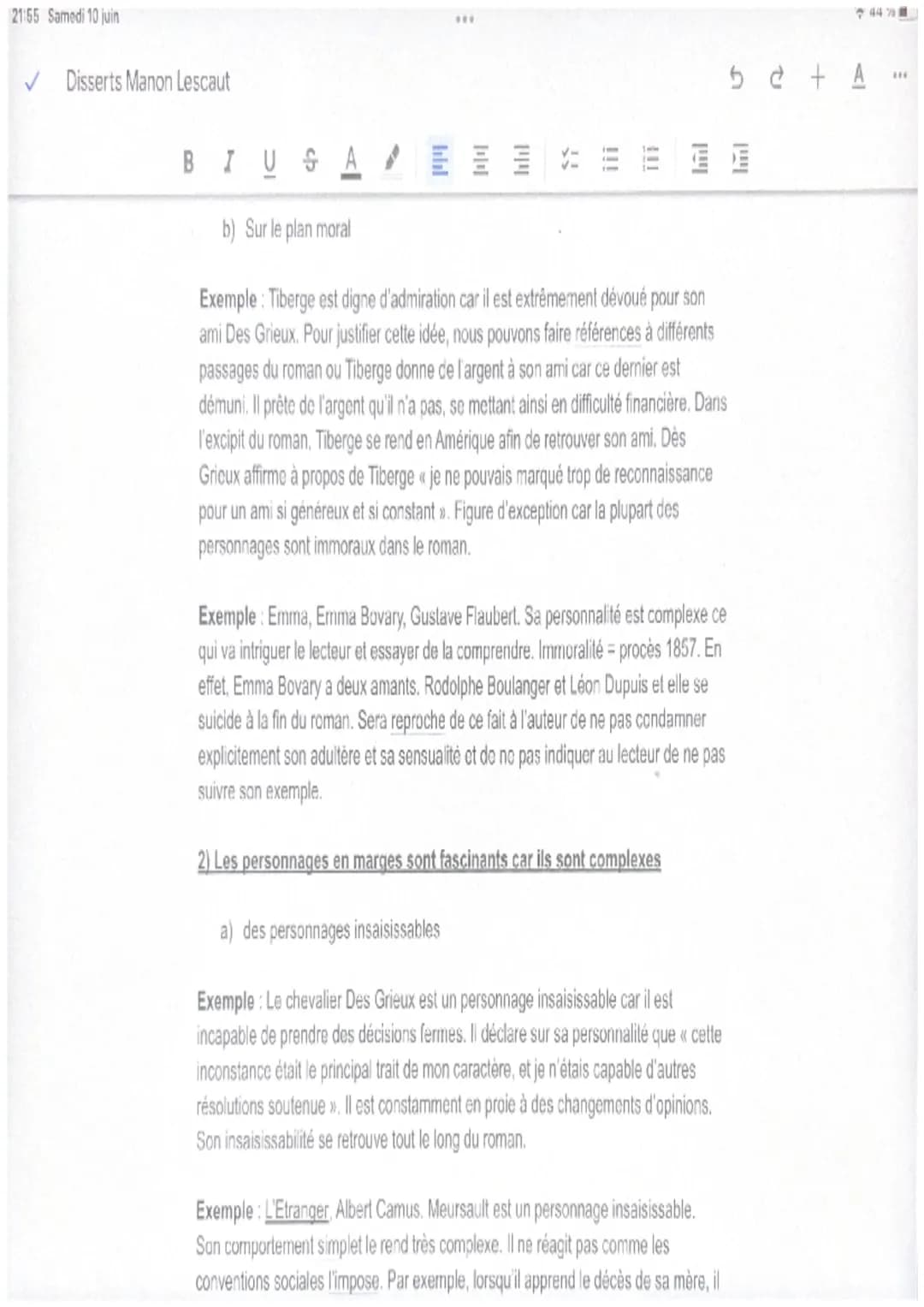 ✓ Disserts Manon Lescaut
BIUSA
Sujet 4: Pourquoi les personnages en marge fascinent-ils les lecteurs ?
1) Les personnages en marge fascinent
