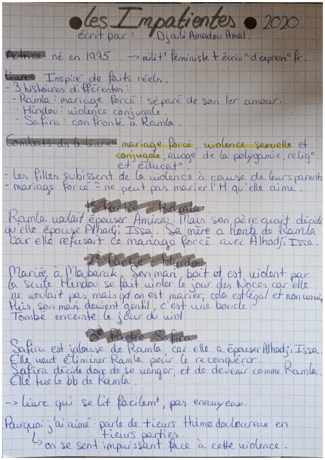 les Impatientes 2020
Autrice né en 1975
-> milit féministe + écriv "d'express fr.
liures Inspire de faits réels.
3 histoires différenten:
-R