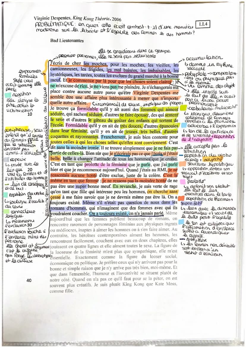 TEXTE 4: bea lieutenantes
PROBLEMATIQUE "EN quer cette écail combet -il d'une
manière moderne sur la liberto at l'egalite das Fennes.
et des