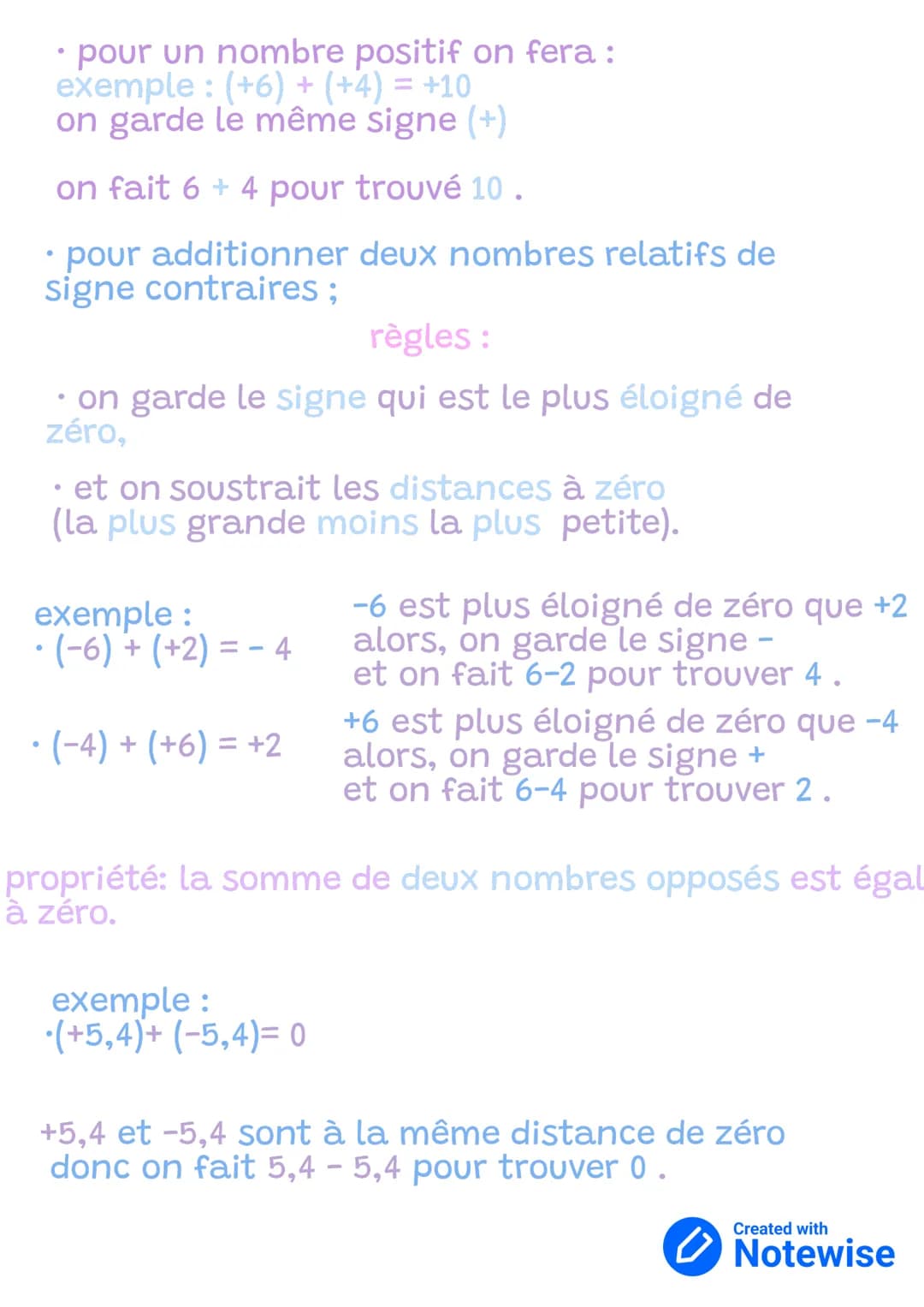 Chapitre 1: Nombres relatifs
1) qu'est-ce qu'un nombre relatif ?
• les nombres relatifs sont composés de nombres
positifs et nombres négatif