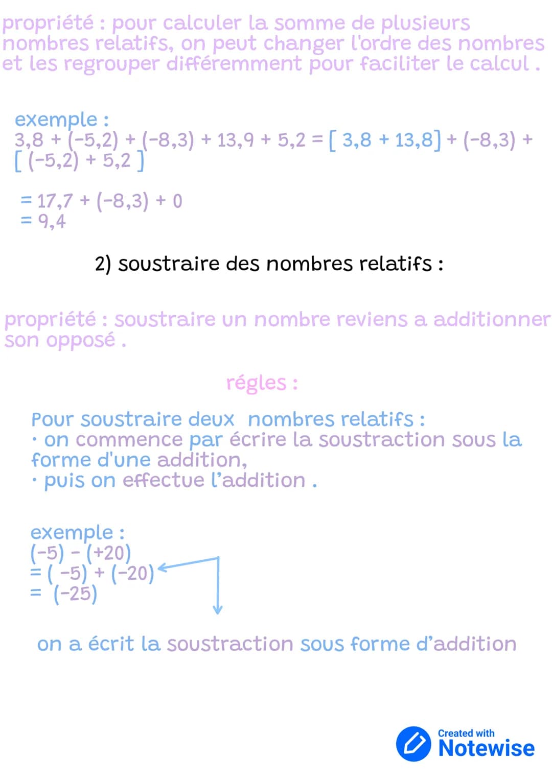 Chapitre 1: Nombres relatifs
1) qu'est-ce qu'un nombre relatif ?
• les nombres relatifs sont composés de nombres
positifs et nombres négatif