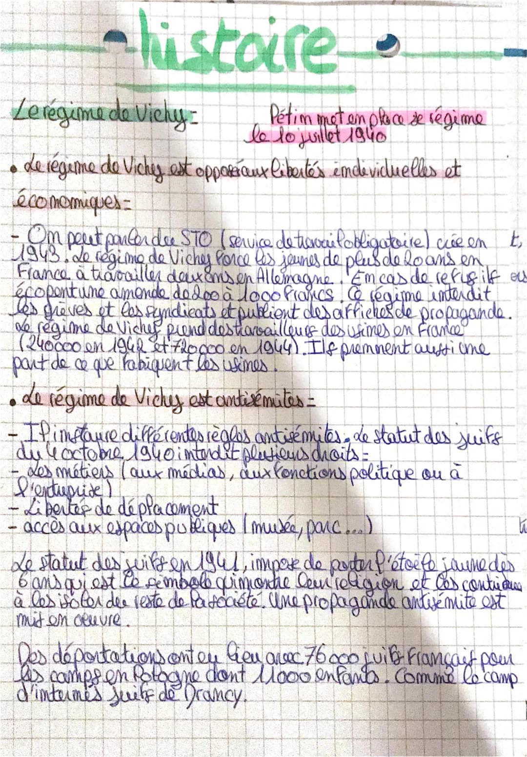 -histoire
Le régime de Vichy-
Le régime de Vichy est opposéraux libertés individuelles et
économiques=
SUP
Pétim met en place de régime
le 1