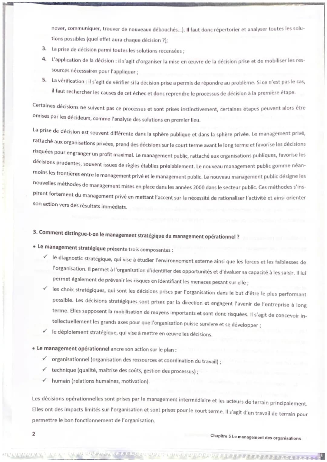 Chapitre 5 : Le management des organisations
1. Qu'est-ce que le management des organisations ?
Le management peut être défini comme l'art o