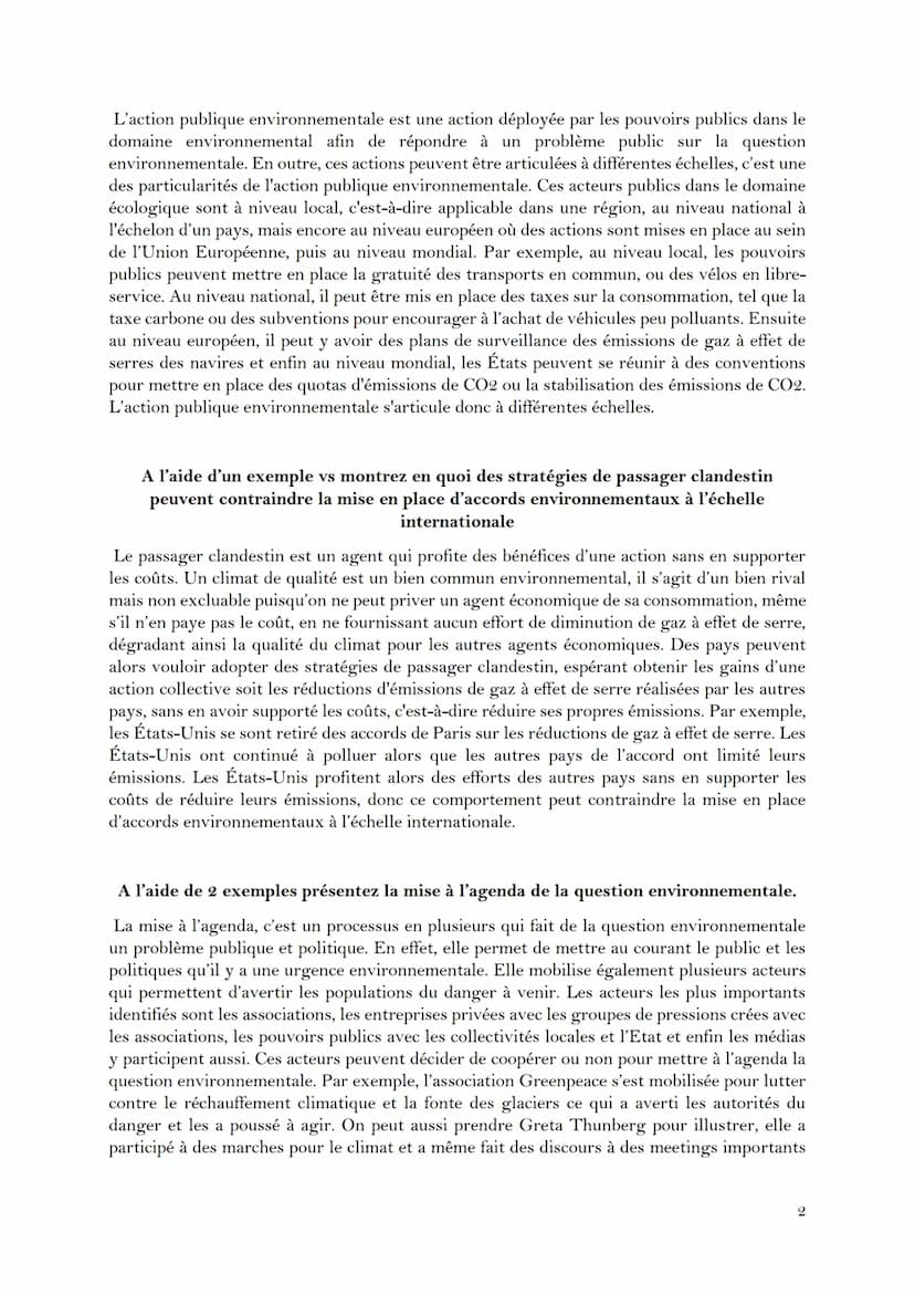 EC1-ENVIRONNEMENT
Présenter une limite au marché des quotas
Un marché des quotas consiste à distribuer des quotas d'émission de pollution au