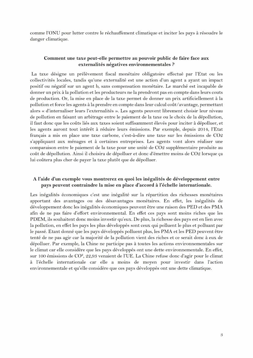 EC1-ENVIRONNEMENT
Présenter une limite au marché des quotas
Un marché des quotas consiste à distribuer des quotas d'émission de pollution au