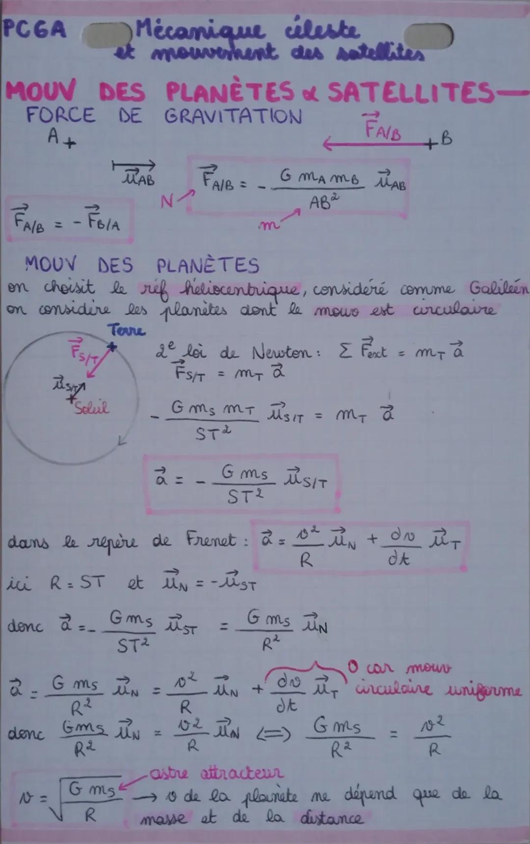 Mécanique céleste et mouvement des satellites