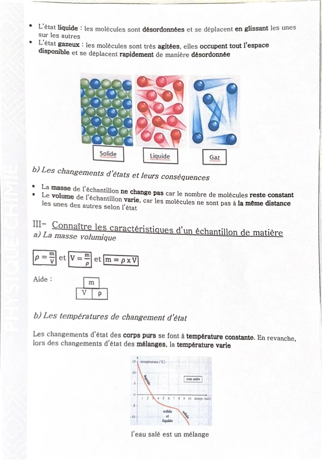 
<h2 id="propritsdelamatire">Propriétés de la matière</h2>
<p>I- Description des états de la matière et de leurs transformations</p>
<p>a) L