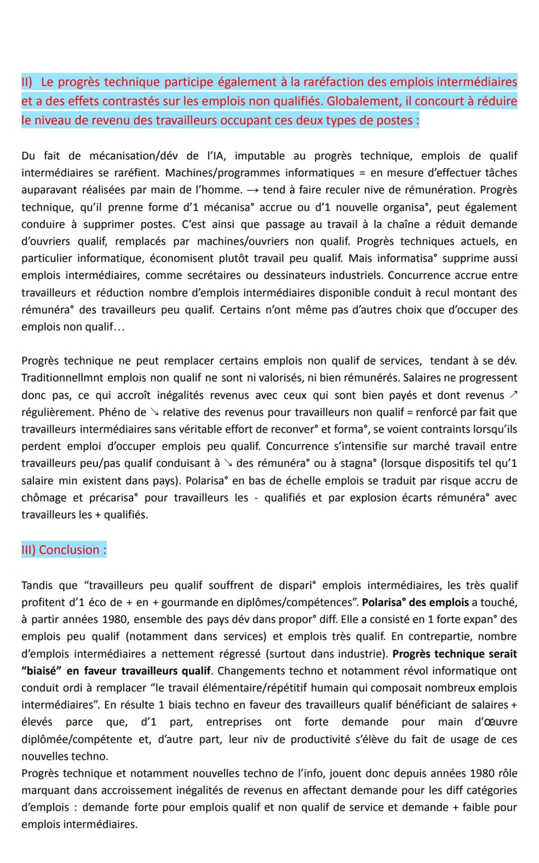 S1: Quels sont les sources et les défis
de la croissance économique ?
Partie 4: Le progrès technique et les inégalités de revenus :
Les diff