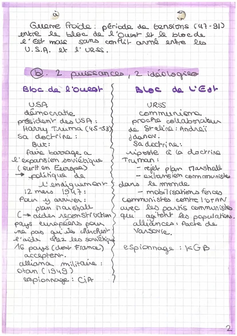 I riscopre
Chap 5
2
UN MONDE BIPOLAIRE AU TEMPS DE
LA GUERRE FROIDE
Comment le monde se divise-t-il en
2 blocs après 1945?
I). La division d