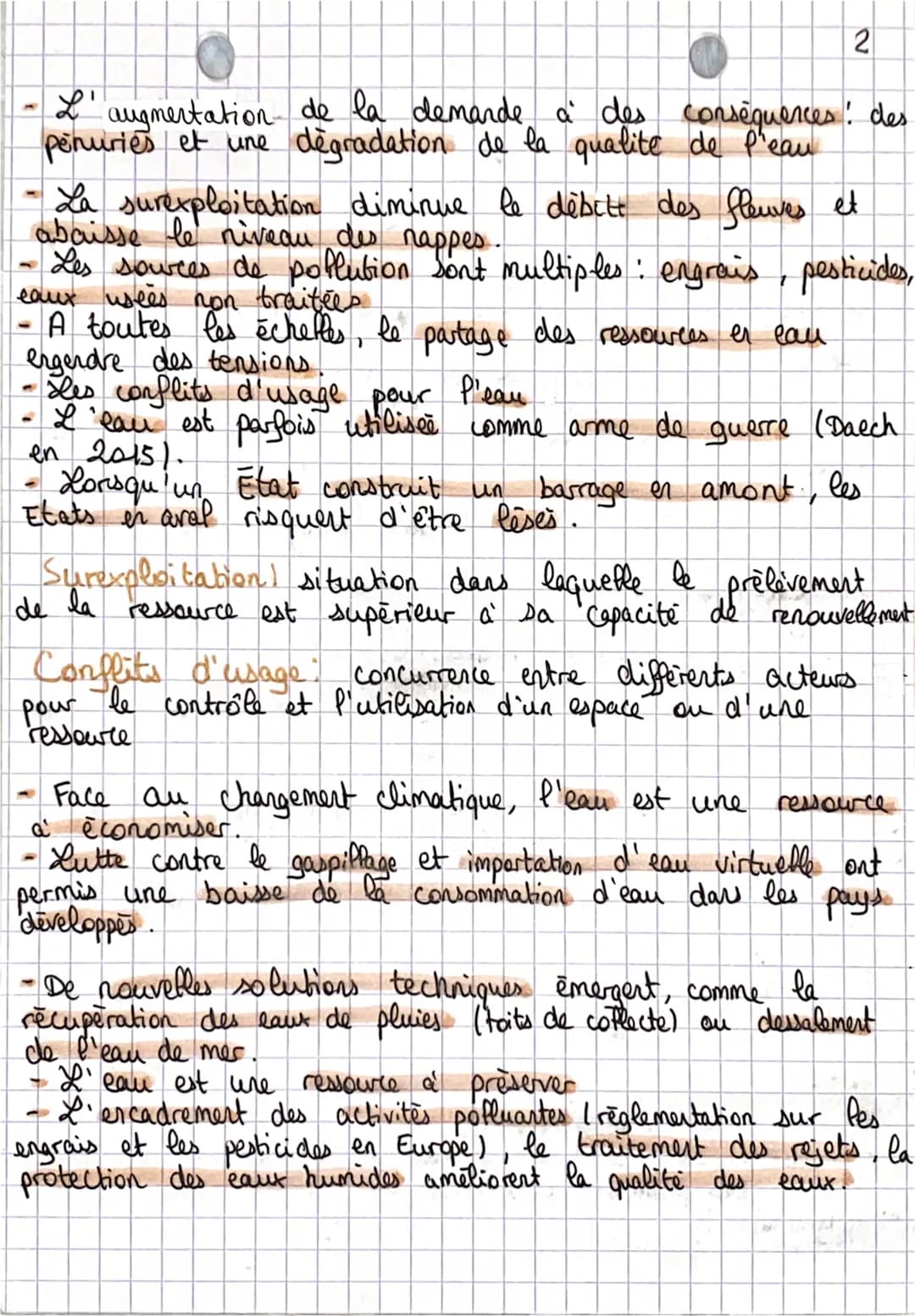 ~~Chapitre 20
Des ressources majeures
sous pression
T
Cours
I- L'eau une ressource majeure sous pression.
- L'eau douce est inégalement dist