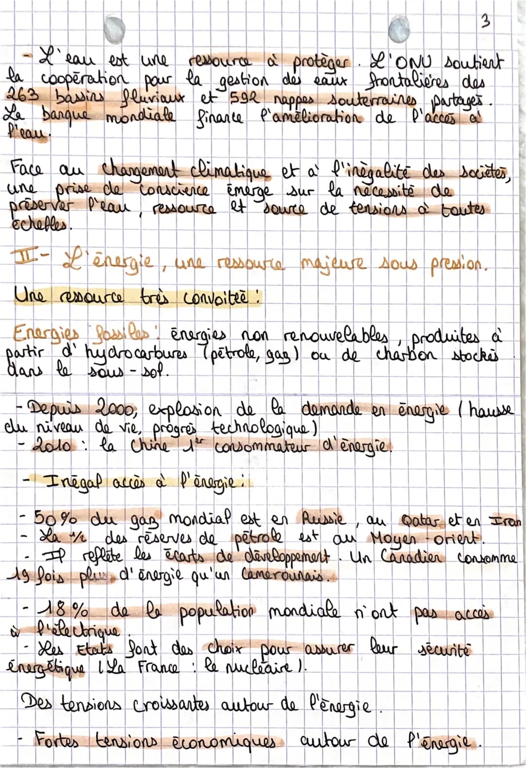 ~~Chapitre 20
Des ressources majeures
sous pression
T
Cours
I- L'eau une ressource majeure sous pression.
- L'eau douce est inégalement dist