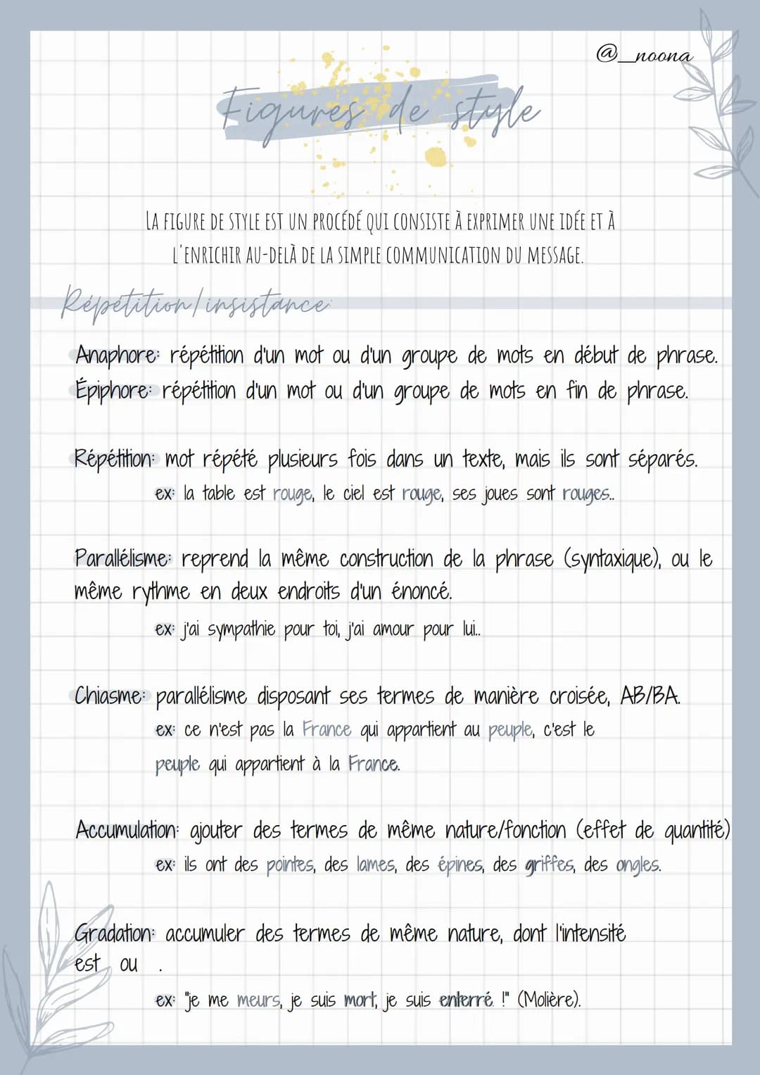 Figures de style
LA FIGURE DE STYLE EST UN PROCÉDÉ QUI CONSISTE À EXPRIMER UNE IDÉE ET À
L'ENRICHIR AU-DELÀ DE LA SIMPLE COMMUNICATION DU ME