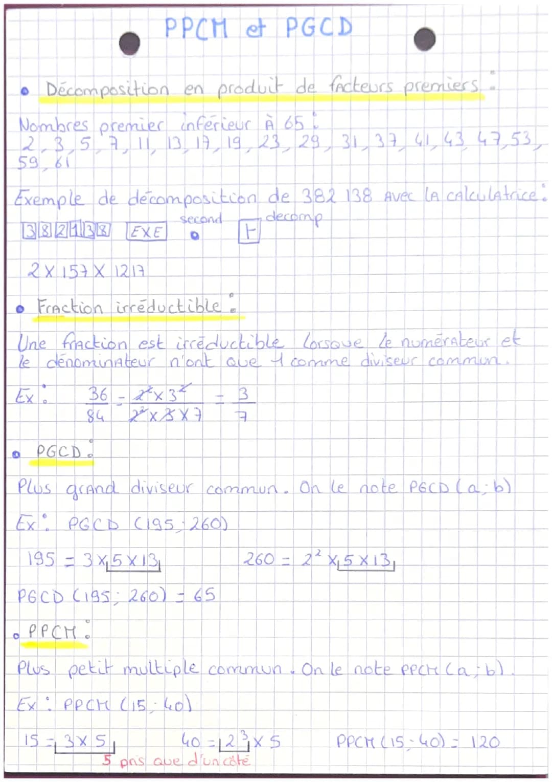 Le PPCM et le PGCD