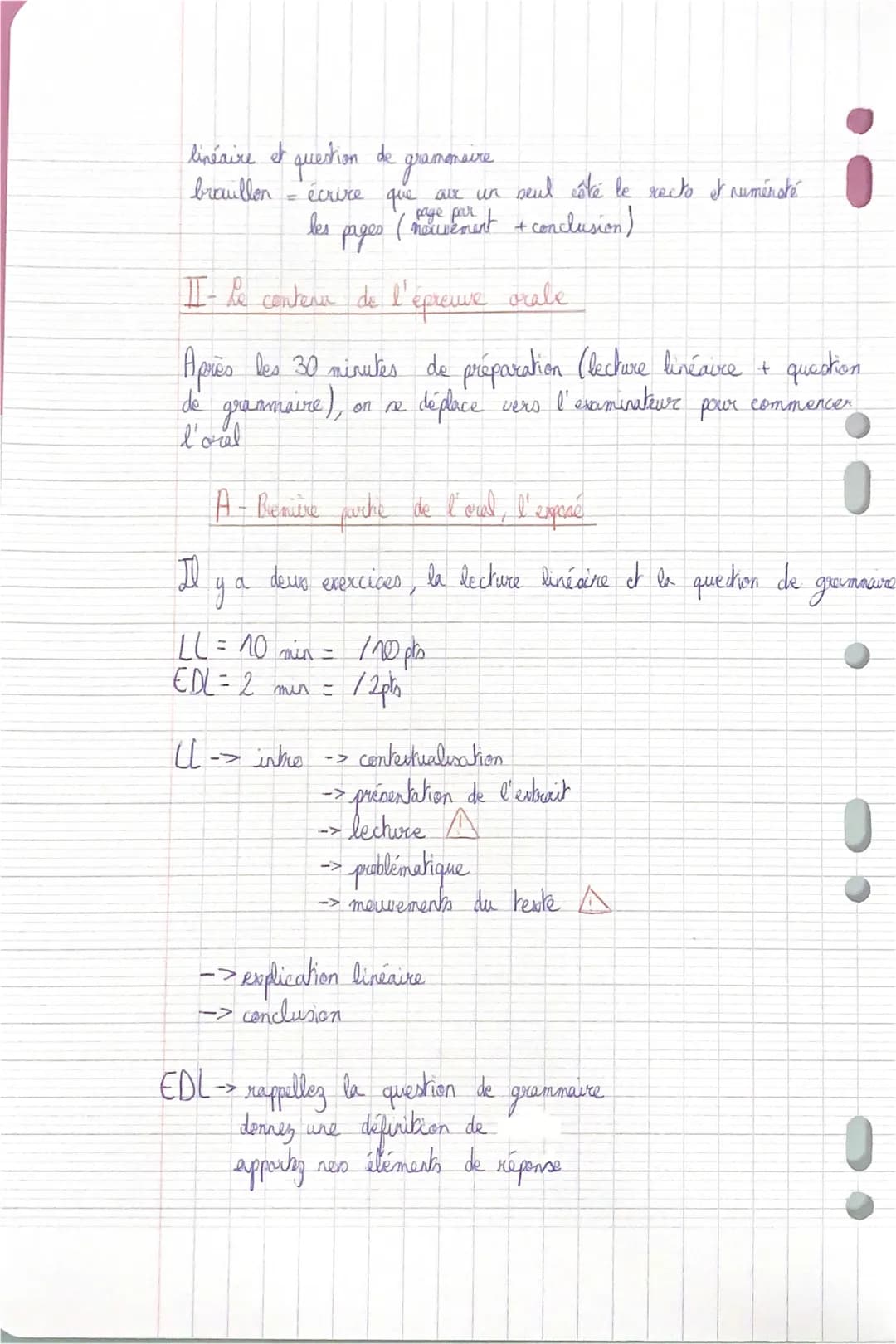 I- les conditions de l'épreuve
A - Docs à apporter
--• P.I-CI / passeport
→ convocation
- la liste de bac
12 poly
→ les textes étudiés
-> de