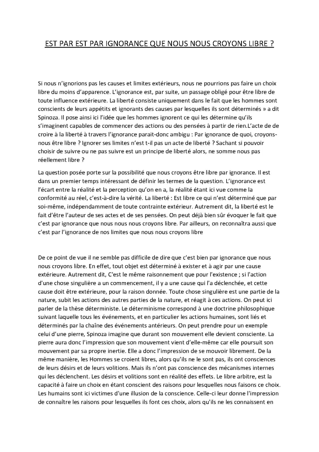 Spinoza : Déterminisme et Liberté pour les Débutants