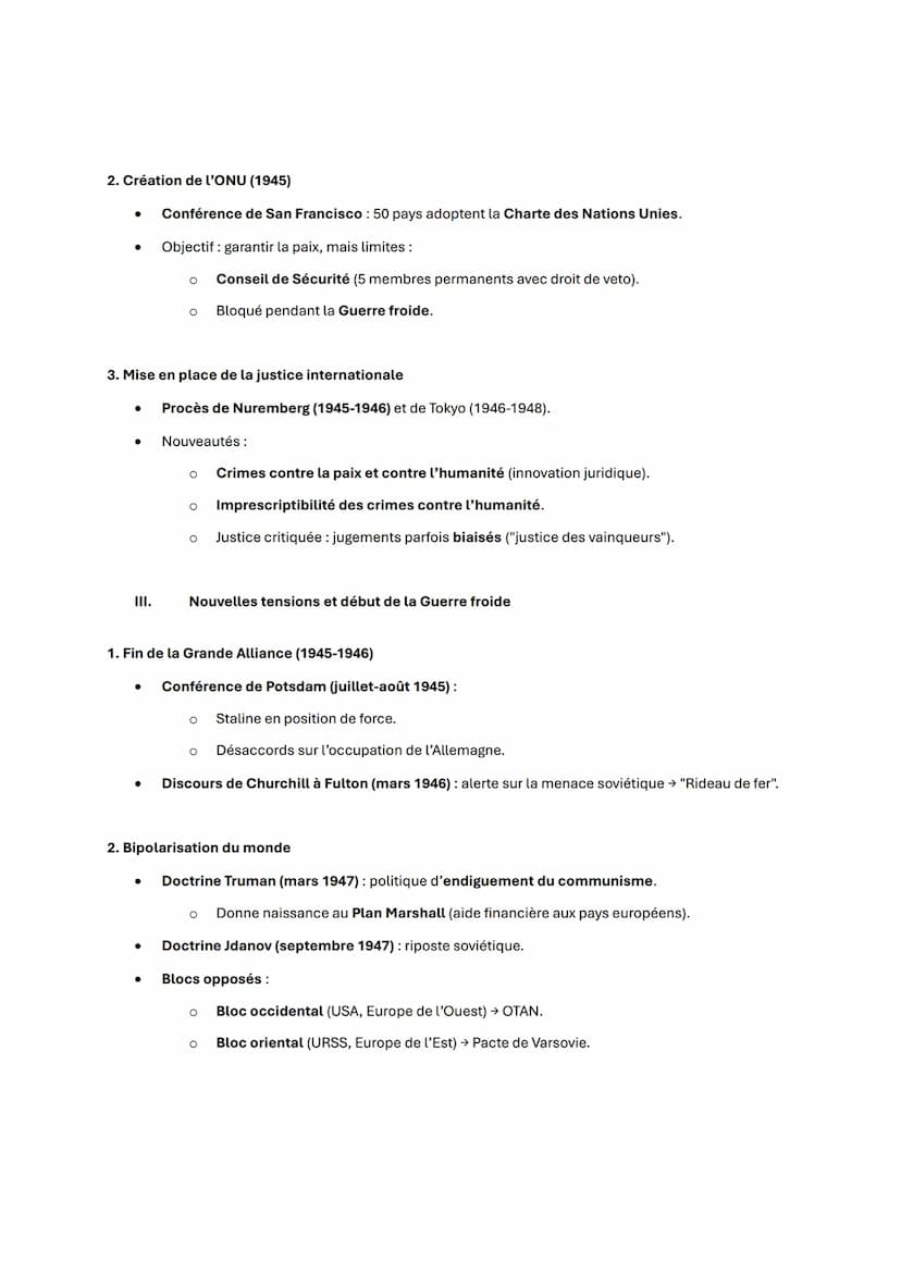 --- OCR Start ---
Fiche de révision chapitre: La fin de la Seconde Guerre mondiale et les débuts d'un nouvel
ordre mondial
1.
La fin de la g