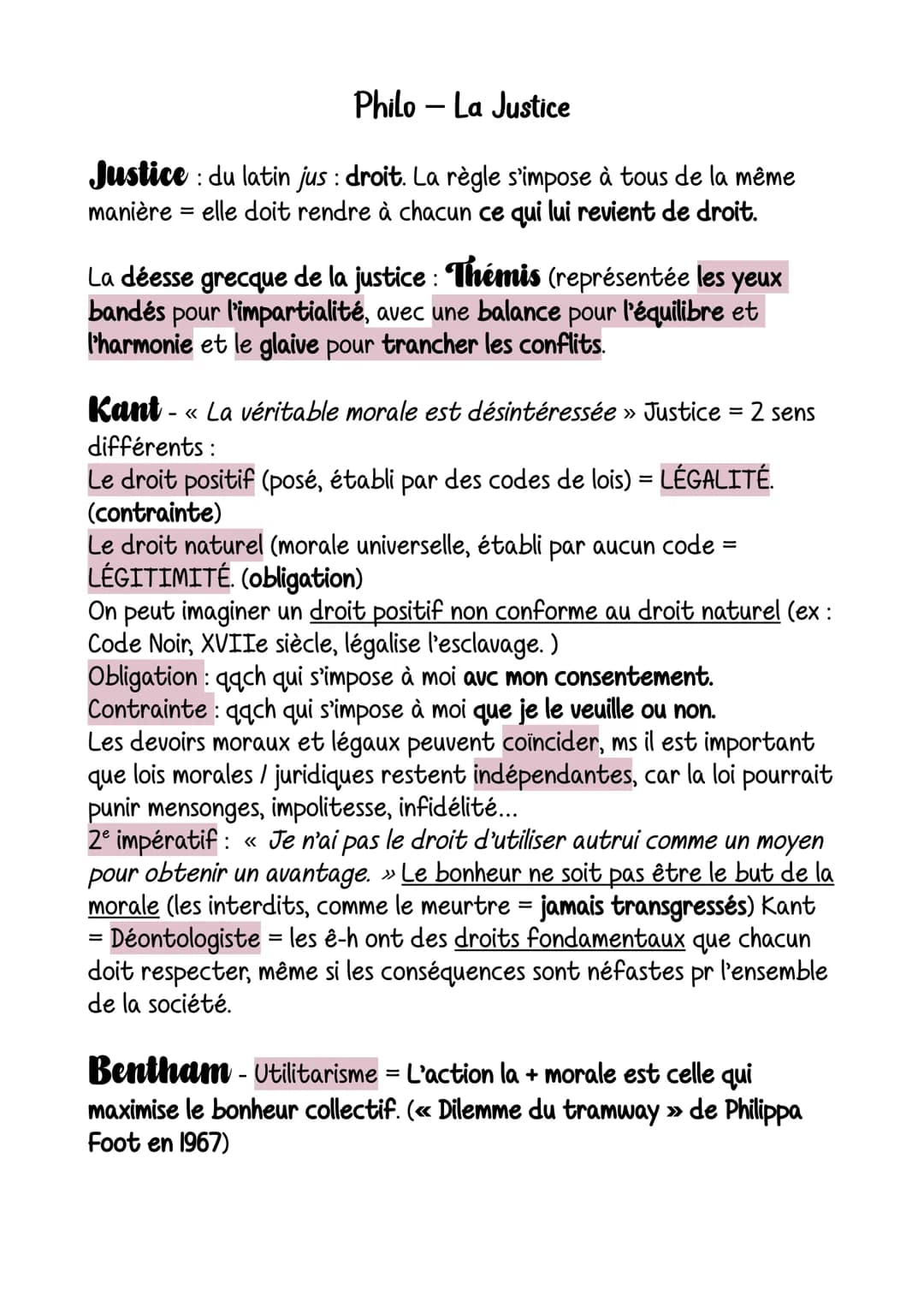 Philo - La Justice
Justice : du latin jus : droit. La règle s'impose à tous de la même
manière = elle doit rendre à chacun ce qui lui revien
